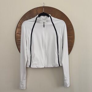 Athleta | White Full Zip Jacket with Black Accents | Like New | M
